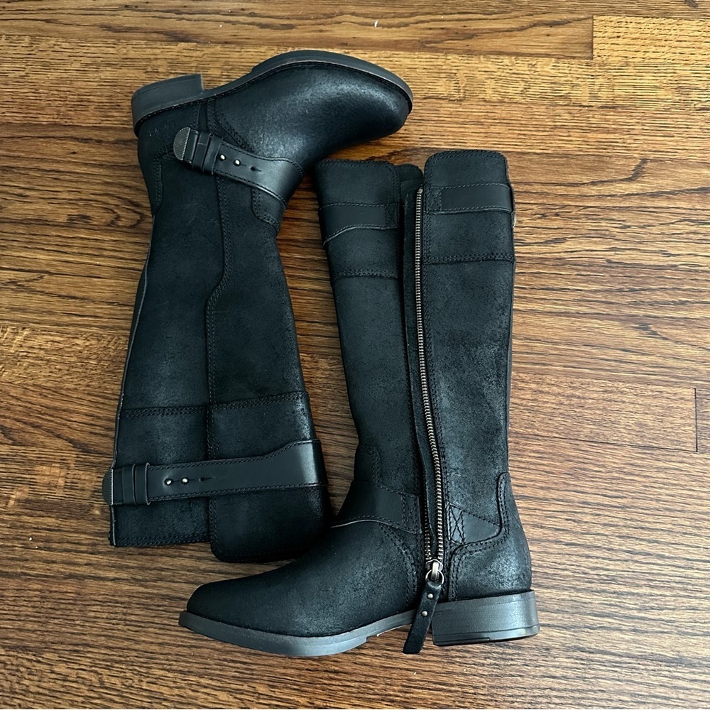 NWOT Ugg Dayle Black Leather Riding waterproof boots size 5